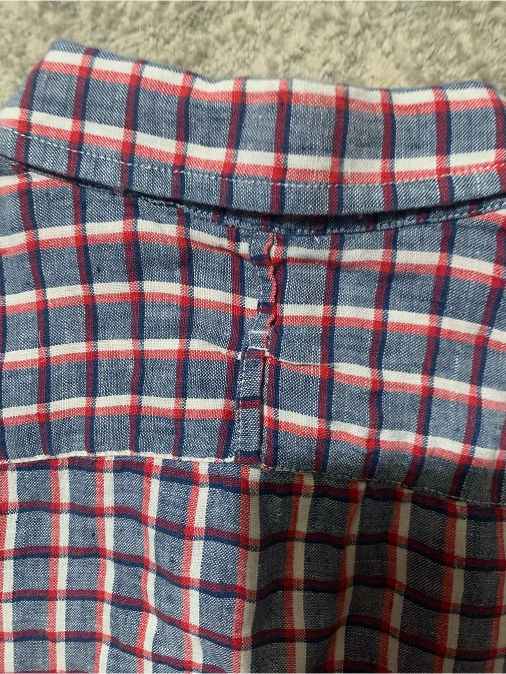 Banana Republic Short-Sleeve Plaid Button-Down Shirt - Blue & Red